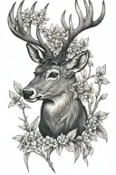heather flower with two bucks   tattoo design idea