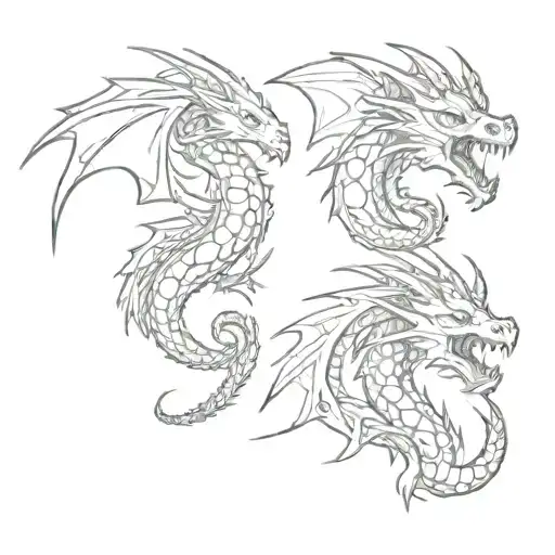 mini dragons tattoo design idea