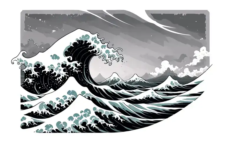 The Great Wave off Kanagawa wave tattoo design idea