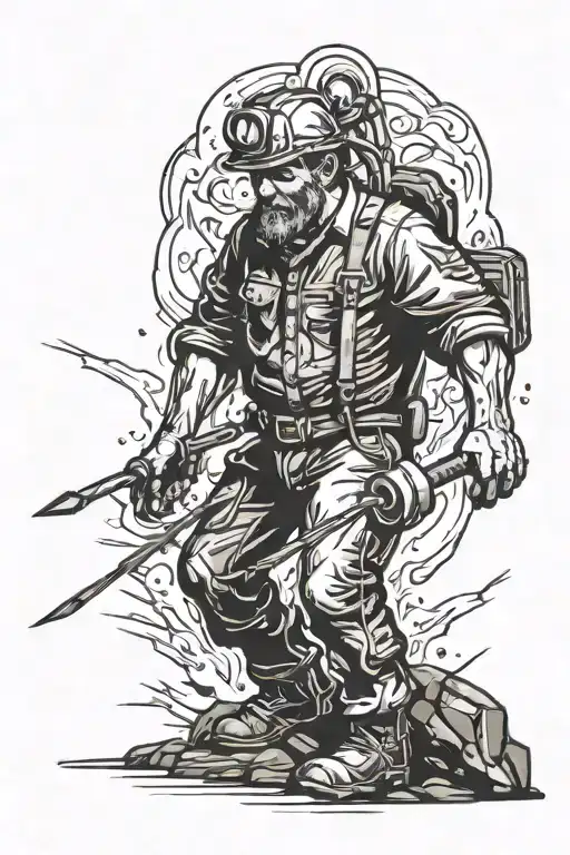 coal miner bolting top tattoo design idea