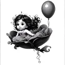 shh its magic and away using a balloon tattoo design idea