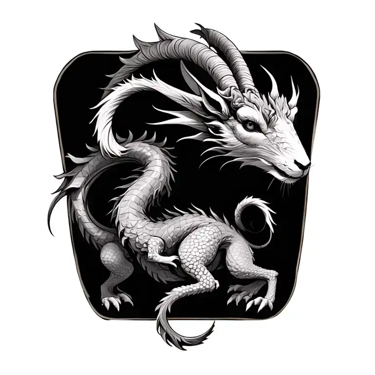zodiac fusion goat dragon rat tattoo design idea