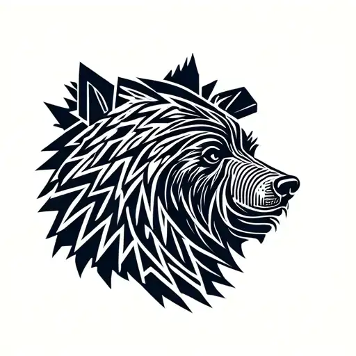 Nordic bear head side profile tattoo design idea
