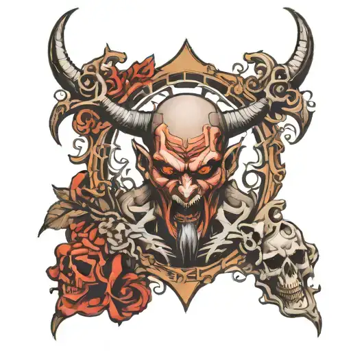 devil crucifixion tattoo design idea