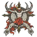 devil crucifixion tattoo design idea