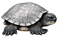 sea turtle made of bible scripture tattoo design idea