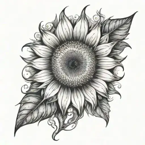 a phrase that says: there is no light without darkness and below that phrase a moon and a sunflower tattoo design idea