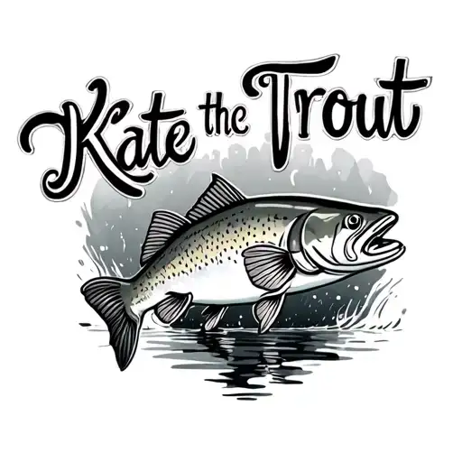 "Kate the Trout" trout jumping tattoo design idea