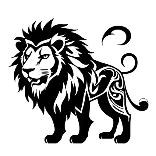 full body warrior wearing lion head tattoo design idea