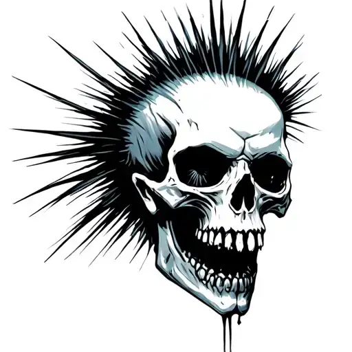 punk scull mohawk tattoo design idea