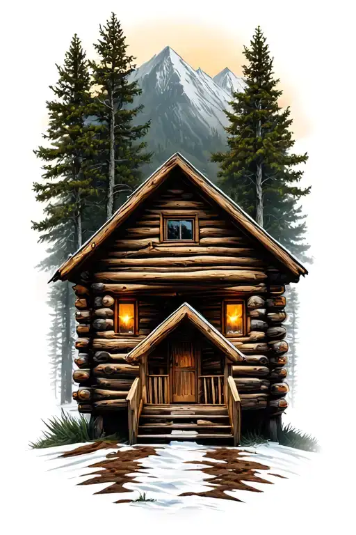 log cabin tattoo in the theme tattoo design idea