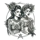 Selena and Karol g artwork tattoo design idea