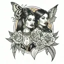 Selena and Karol g artwork tattoo design idea