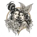 Selena and Karol g artwork tattoo design idea