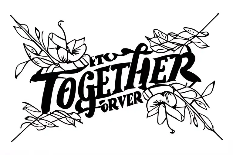 "TOGETHER FOREVER" ABIGRAM TATTOO OF TWO WORDS INTO ONE extremely simple tattoo design idea