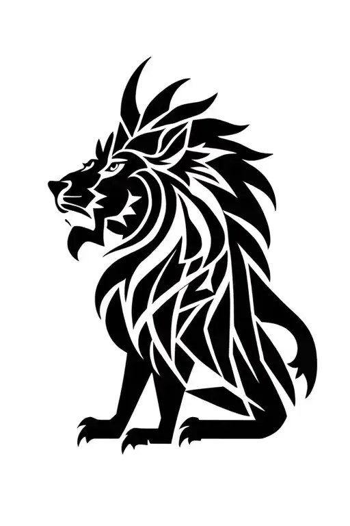 lion symbol viking and initial nlyt tattoo design idea
