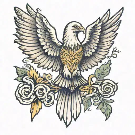 God giving Adam life, but God is depicted as a dove and Adam is depicted as an eagle tattoo design idea