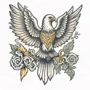 God giving Adam life, but God is depicted as a dove and Adam is depicted as an eagle tattoo design idea