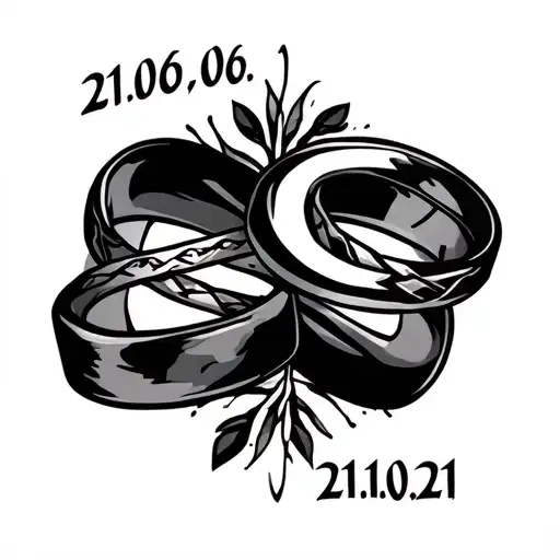 a tattoo for ring finger with the date 21.06.2021. couple tattoo. one ring with the letter O and one with the letter E tattoo design idea