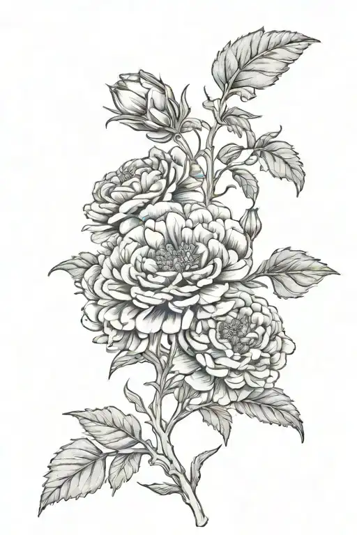 marigold and Hawthorne Flowers tattoo design idea