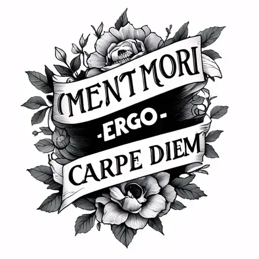 Memento Mori Ergo Carpe Diem quote tattoo design idea