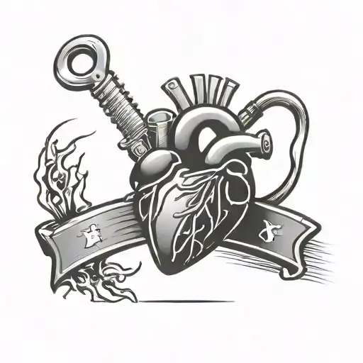 heart surgery logo and construction tattoo design idea