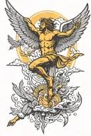 icarus falling with sun shining  tattoo design idea