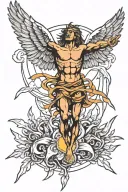 icarus falling with sun shining  tattoo design idea