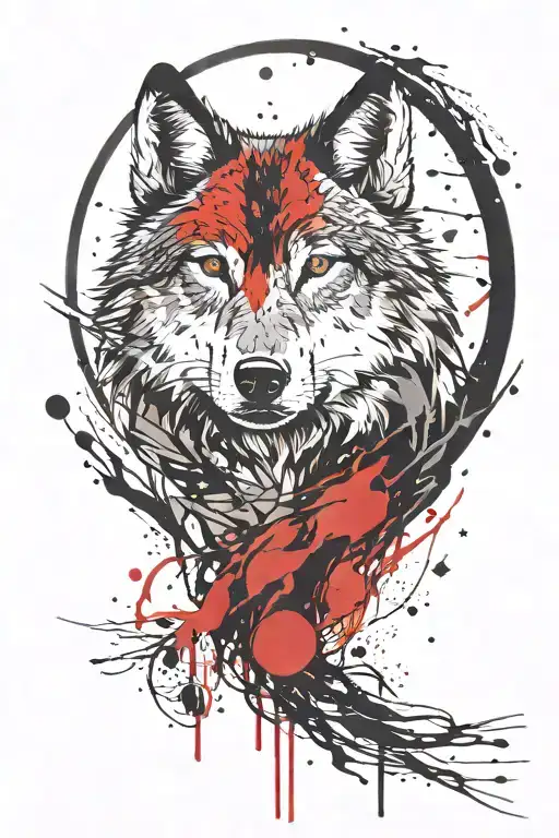 wolf howling at the moon tattoo design idea