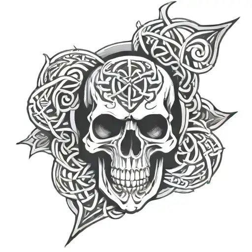 Celtic Skull Forever symbol intertwined tattoo design idea