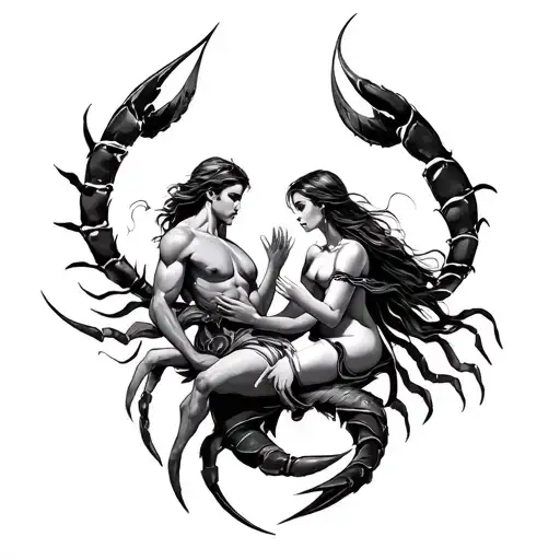 Sagittarius men as a protector, scorpio as mom ,leo as a daughter  pisces as another daughter tattoo design idea