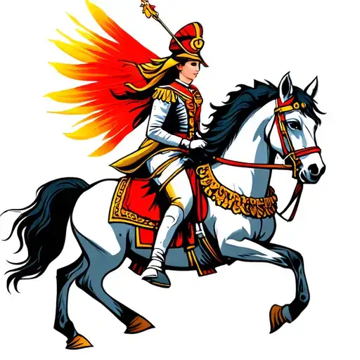 eternal princess military chief riding a horse tattoo design idea