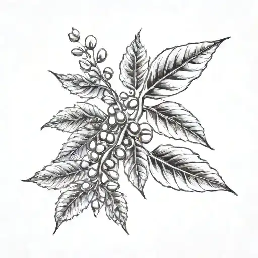 coffee plant, coffee beans growing same branch tattoo design idea