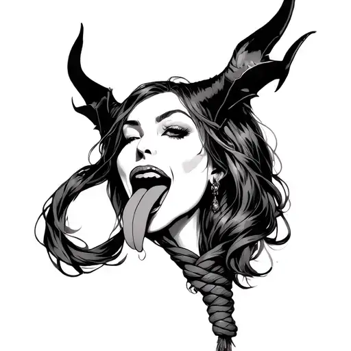 tied up succubus with tongue hanging  tattoo design idea