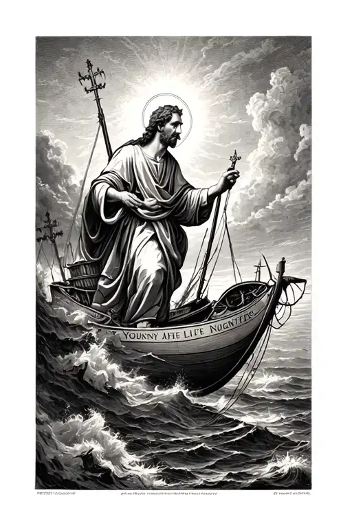 St Peter navigating life's journey tattoo design idea
