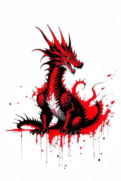 Depression themed dragon tattoo design idea