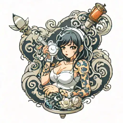 Hentai anime characters milk bottle tattoo design idea