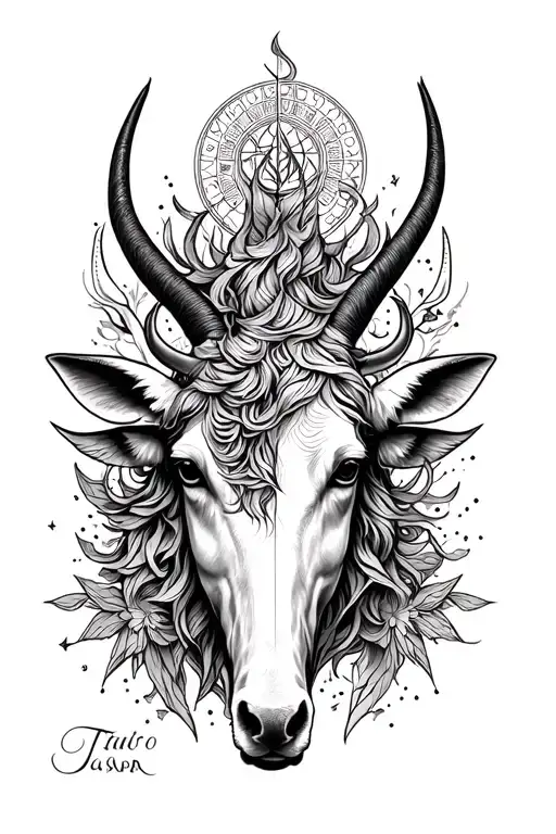 virgo and Taurus zodiac symbol tattoo design idea
