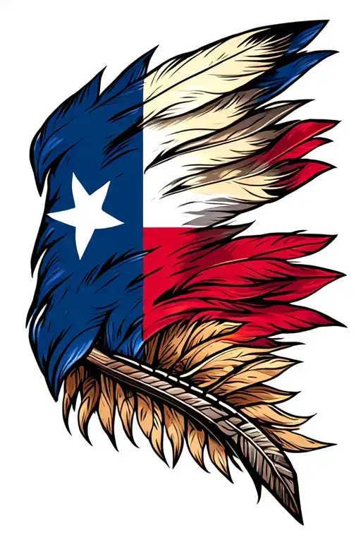 Native american arrow with texas flag on the feathering tattoo design idea