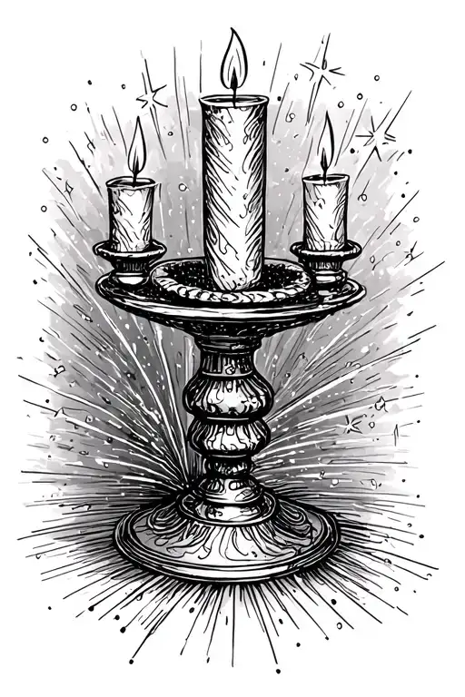 candlestick with sparkles tattoo design idea