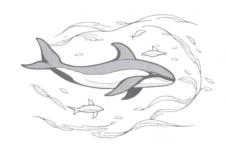 killer whale swimming in a sea turtle swimming tattoo design idea