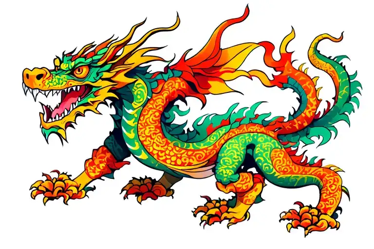 Cyberpunk dragon tattoo design idea