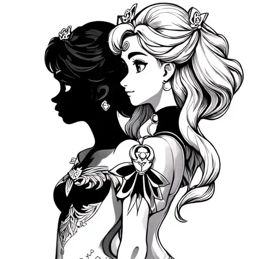 sailormoon and elsa tattoo design idea
