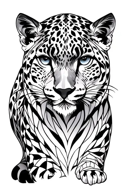 snow leopard tattoo design idea