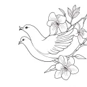 Dove placed on an orchid branch with 3 flowers tattoo design idea
