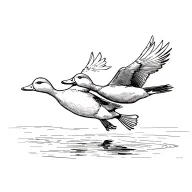 2 ducks flying away. one of them fully colored in and one just outlined resembling two brothers. small tattoo design idea