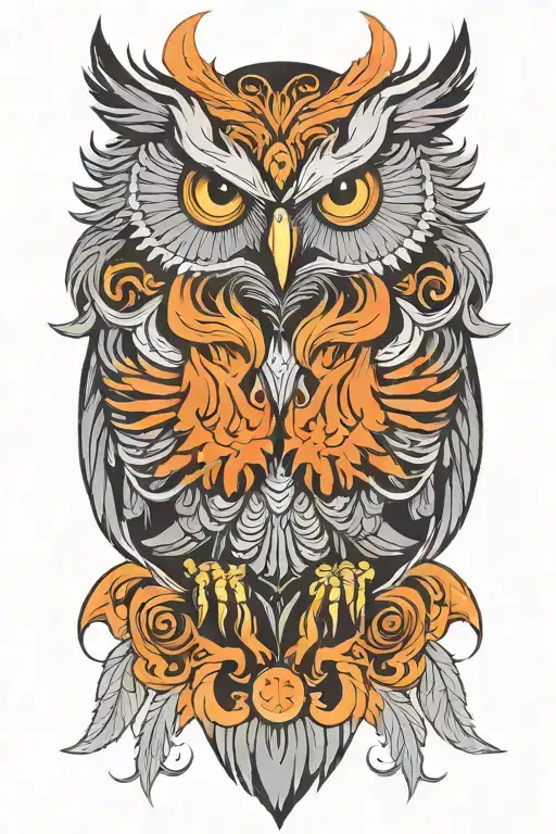 owl and phoenix tattoo design idea
