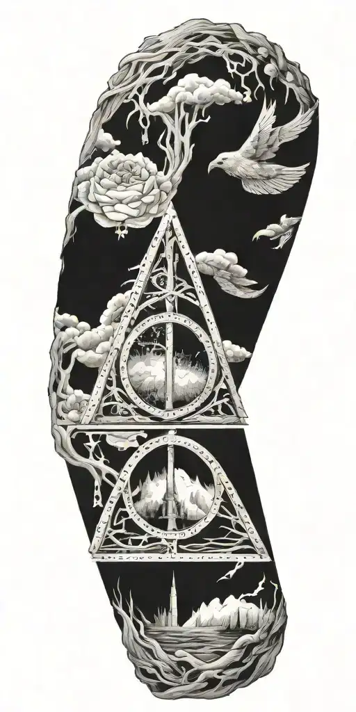 Harry Potter and the Deathly Hallows symbol into a Petroquimico tattoo design idea