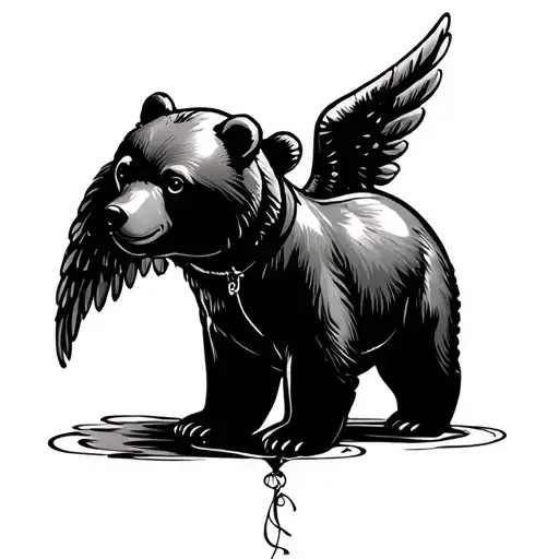 balloon shaped like bear with angel wings tattoo design idea