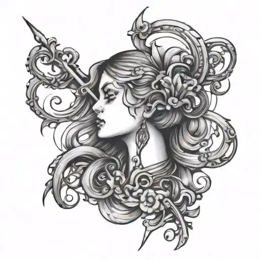 heretics fork in a girls neck tattoo design idea